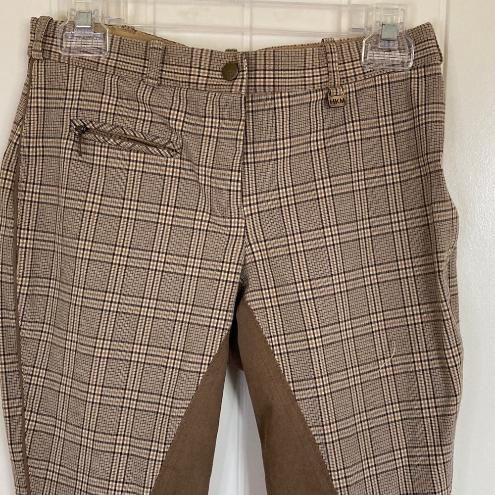 HKM Womens Plaid Brown Equestrian Riding Pants Size US 30 Stretch Classic - Picture 8 of 16